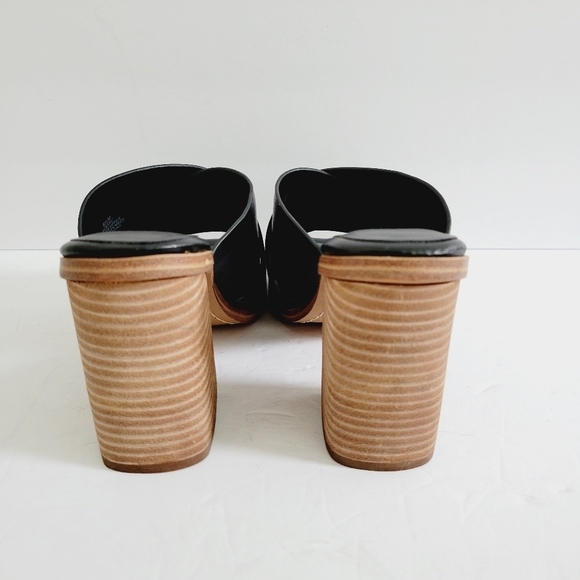 NEW Marc Fisher Leather Heeled Block Slip On Sandals Size 6.5 - Picture 5 of 7